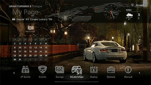 Gran Turismo 5 game UI