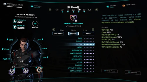 Mass Effect Andromeda game UI