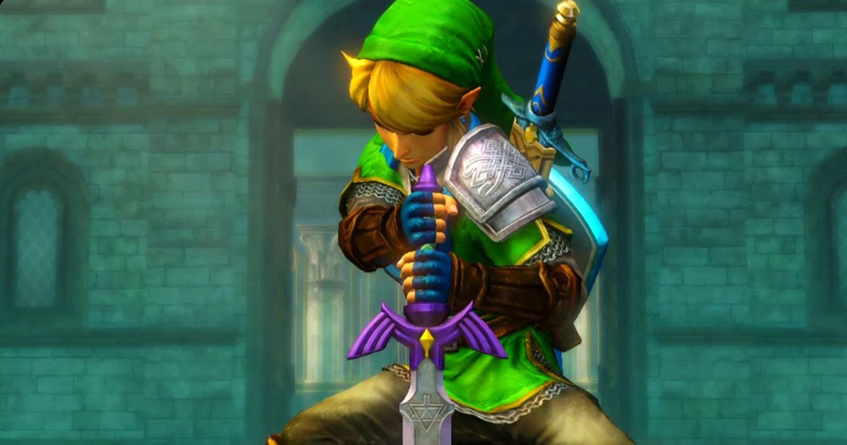 Link and the Master Sword, an iconic readable weapon silhouette