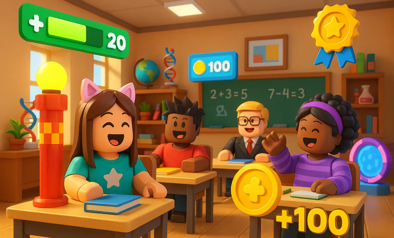 Roblox gamified education in a classroom concept