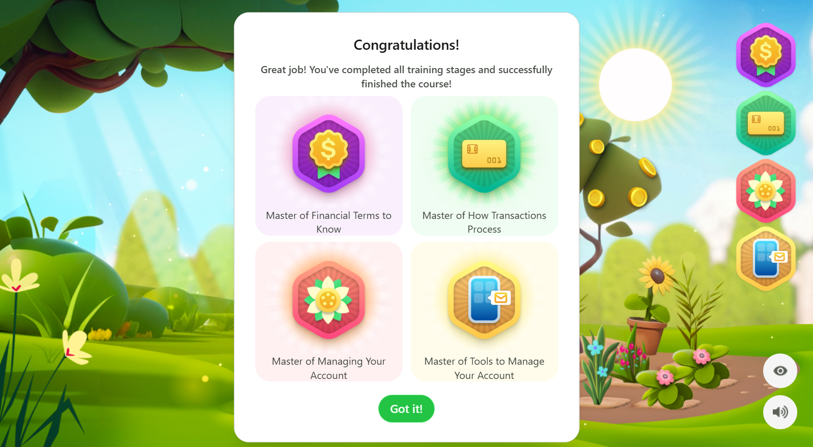 My financial garden screenshot
