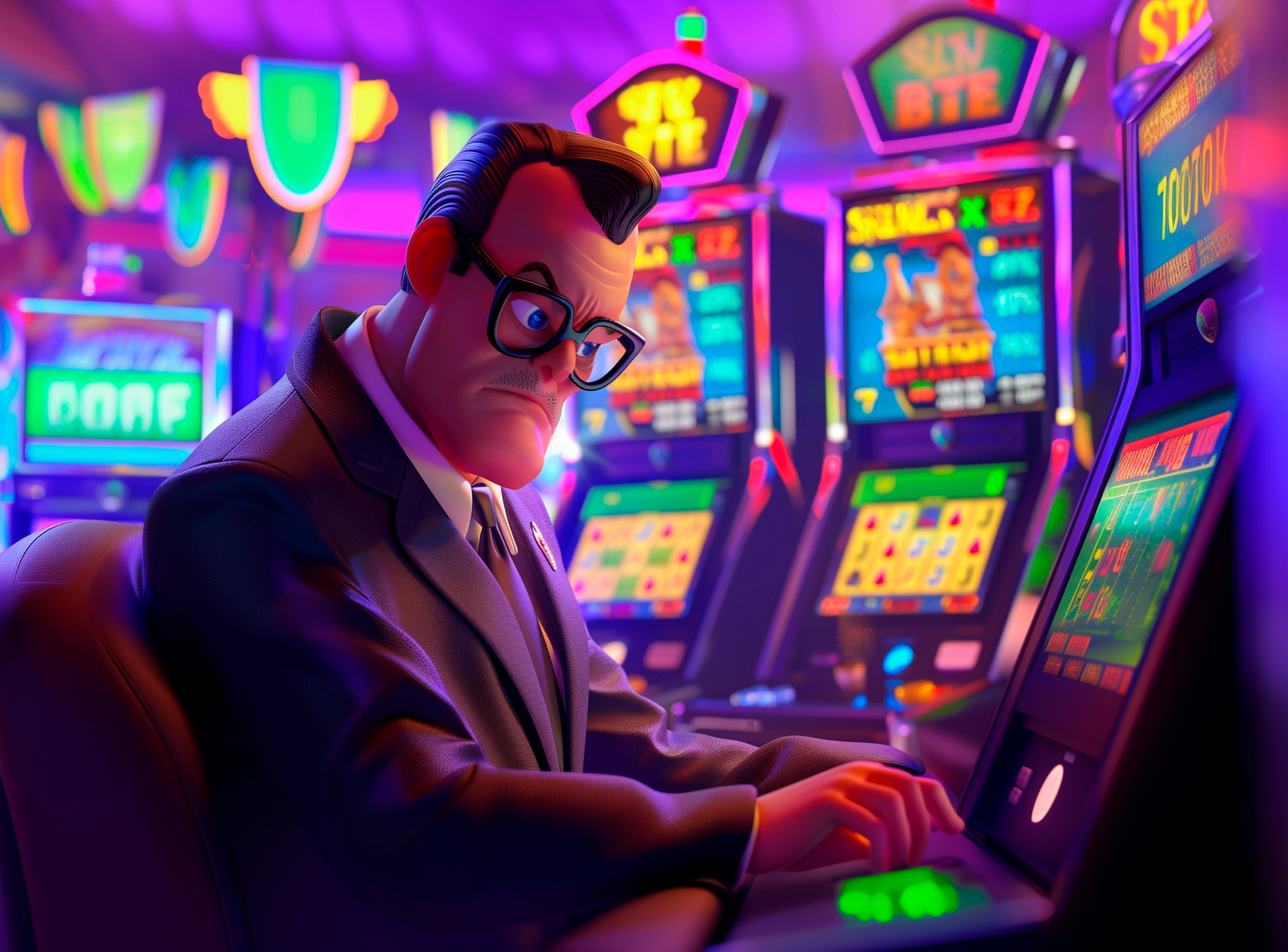 3D character playing in VR casino