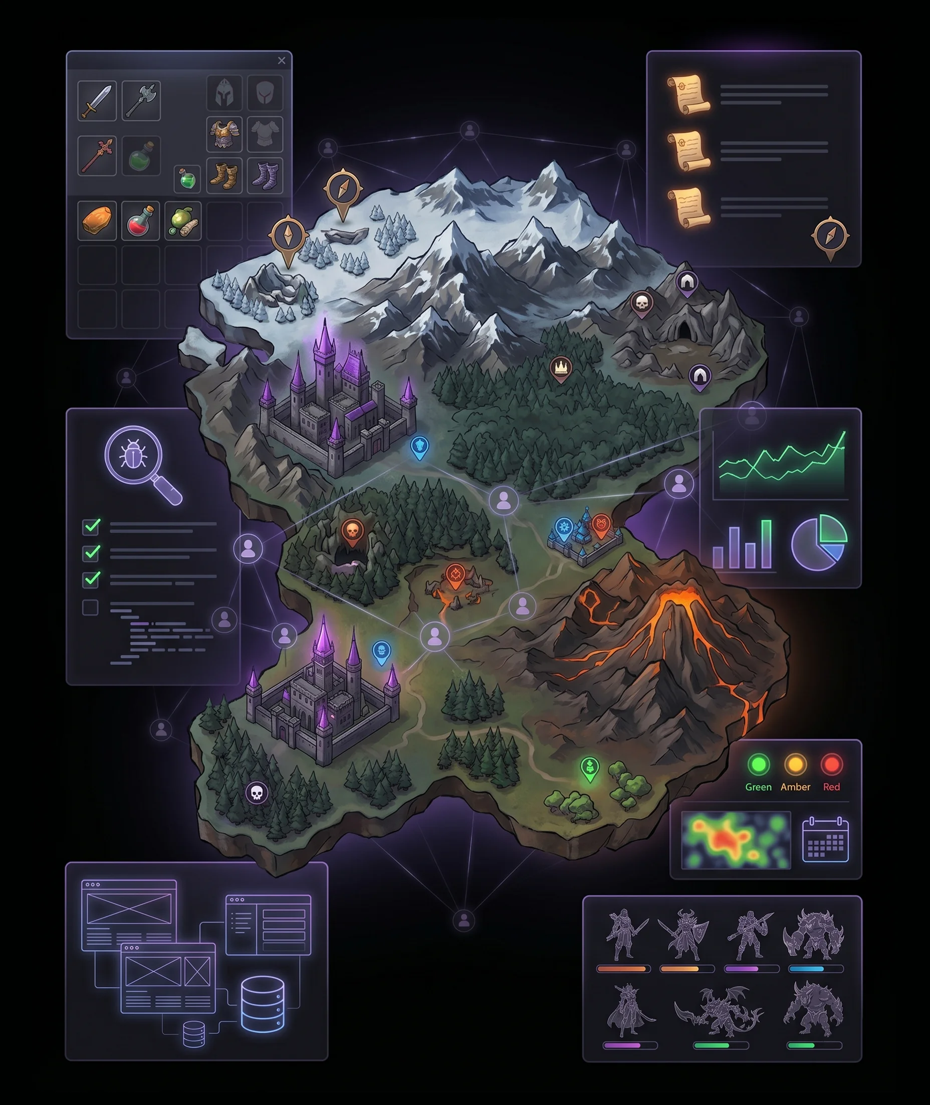 MMORPG project deliverables with world map UI backend and multiplayer systems