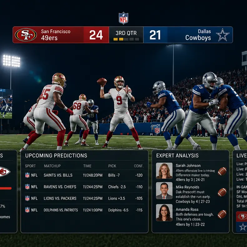 game predictions in sports interface with football analytics and live odds