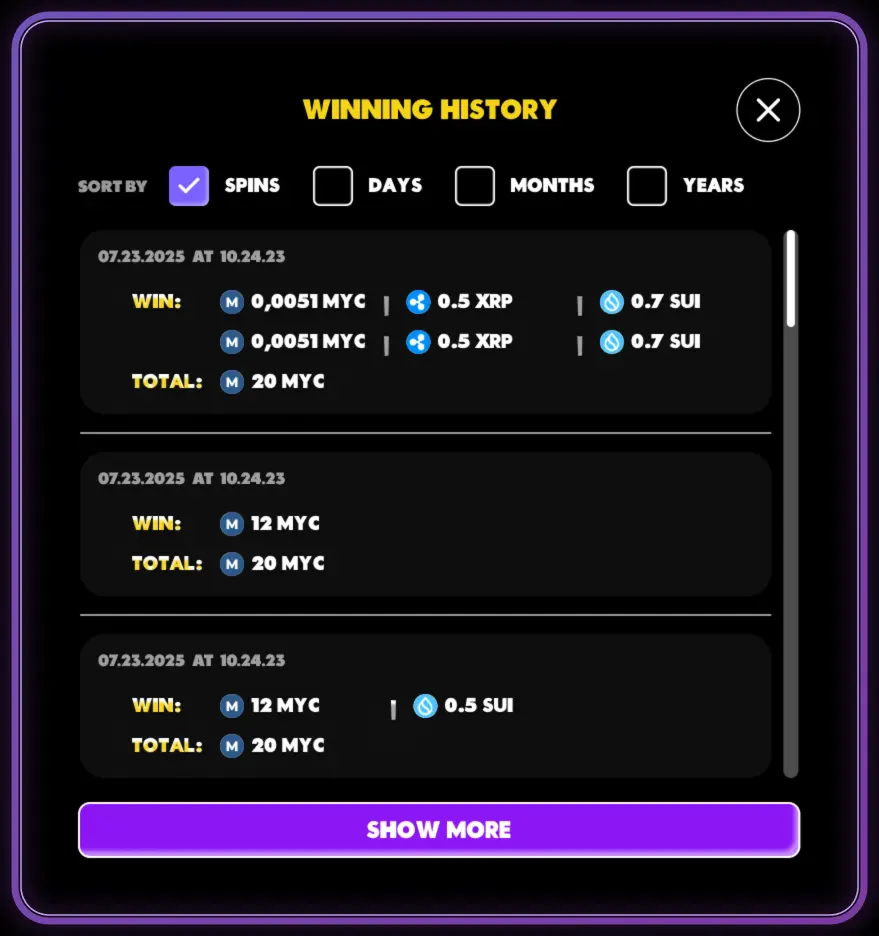 Build a bag winning history
