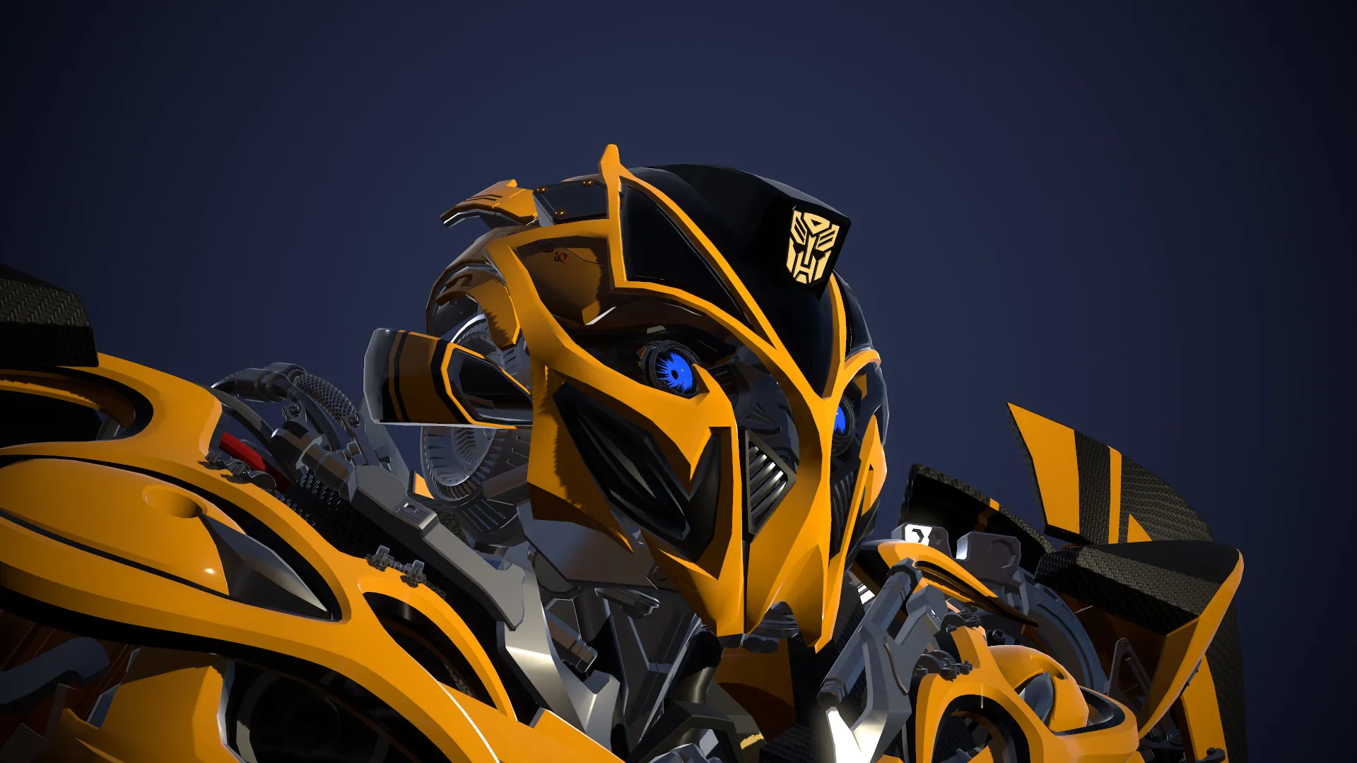 Yellow and black robotic game character