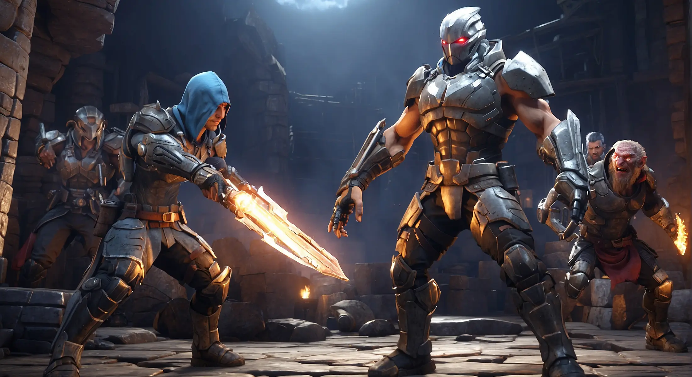 Game characters in action