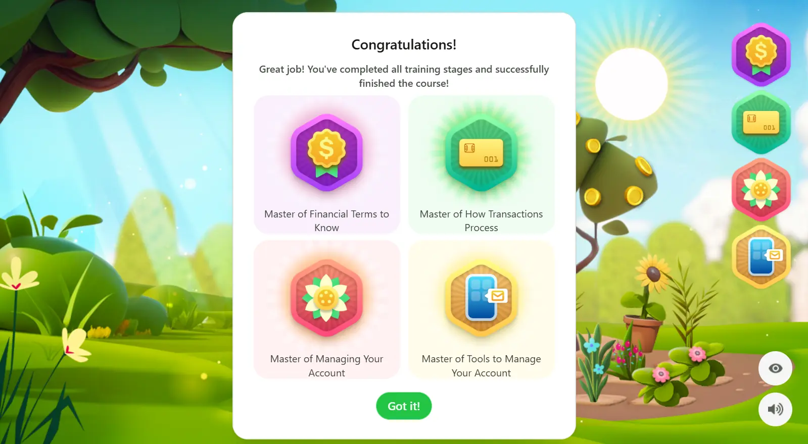 My financial garden screenshot